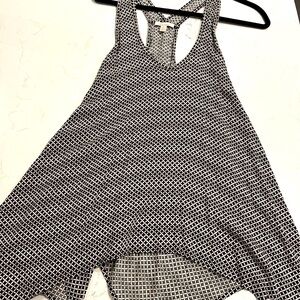 Ella Moss Black and Cream Asymmetrical Dressy Tank Top